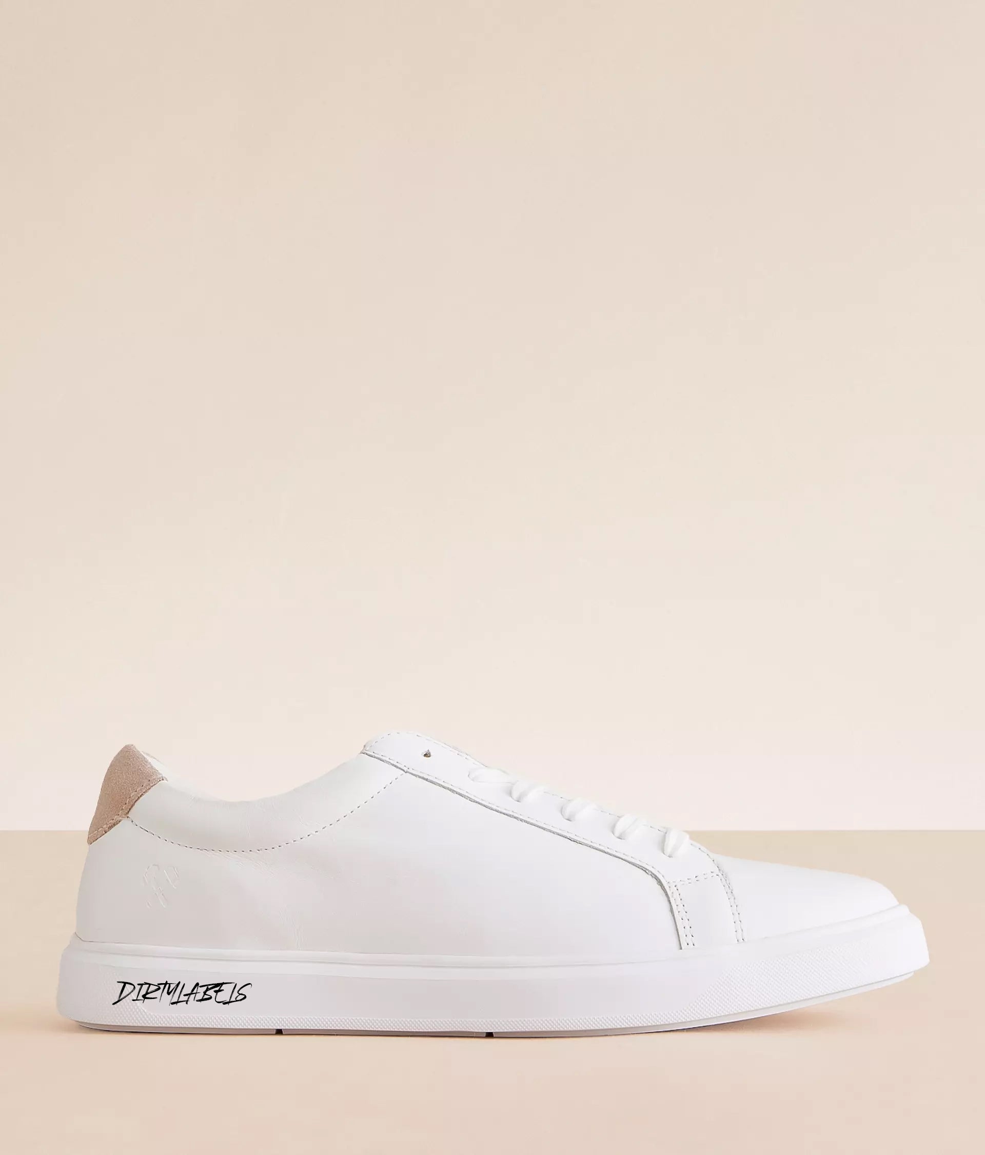 Dirtylabels men's white sneakers India with a sleek design and beige accent on the heel