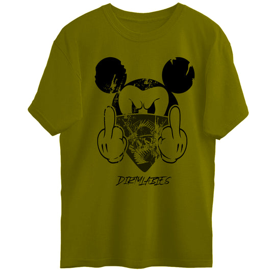 Dirtylabels Mickey graphic shirt featuring a bold design with Mickey giving a peace sign