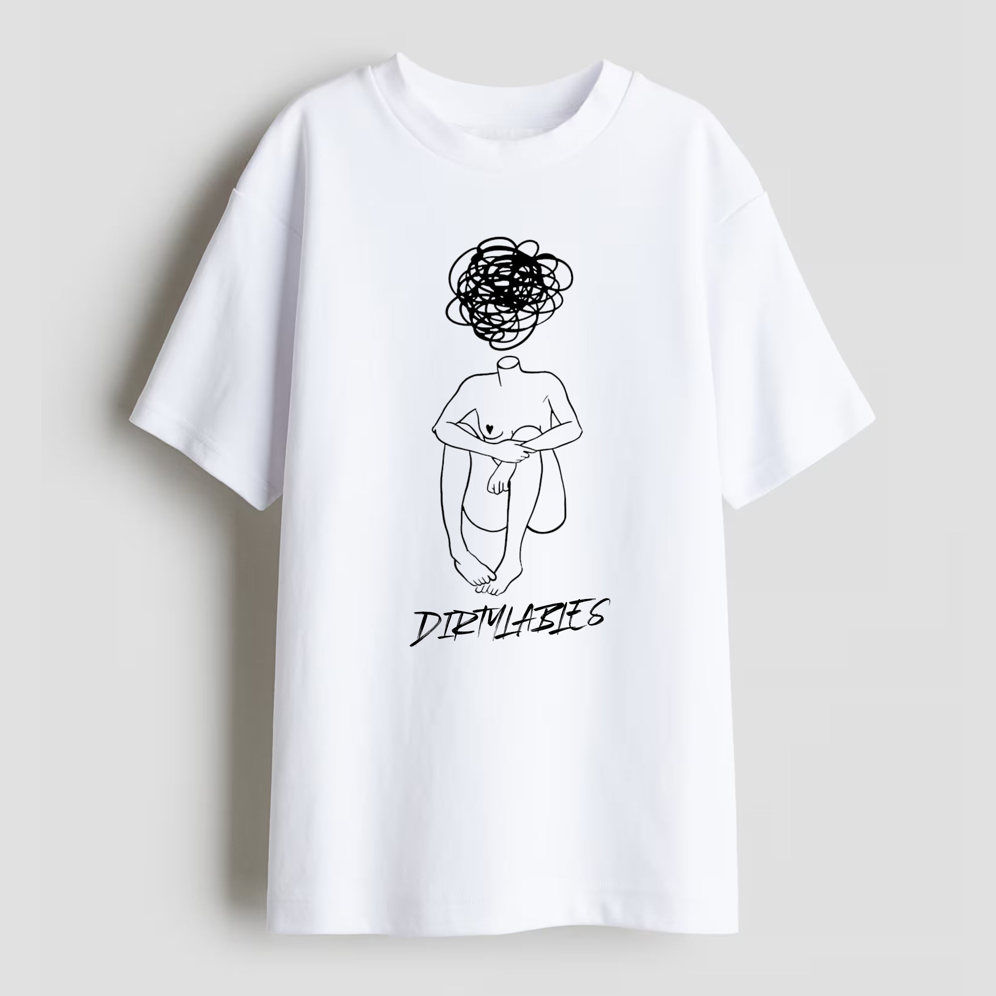 Dirtylabels White T-Shirt featuring a modern art design, perfect for modern art apparel India