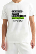 White motivational slogan t-shirt by DirtyLabels with bold black and green text for inspiration