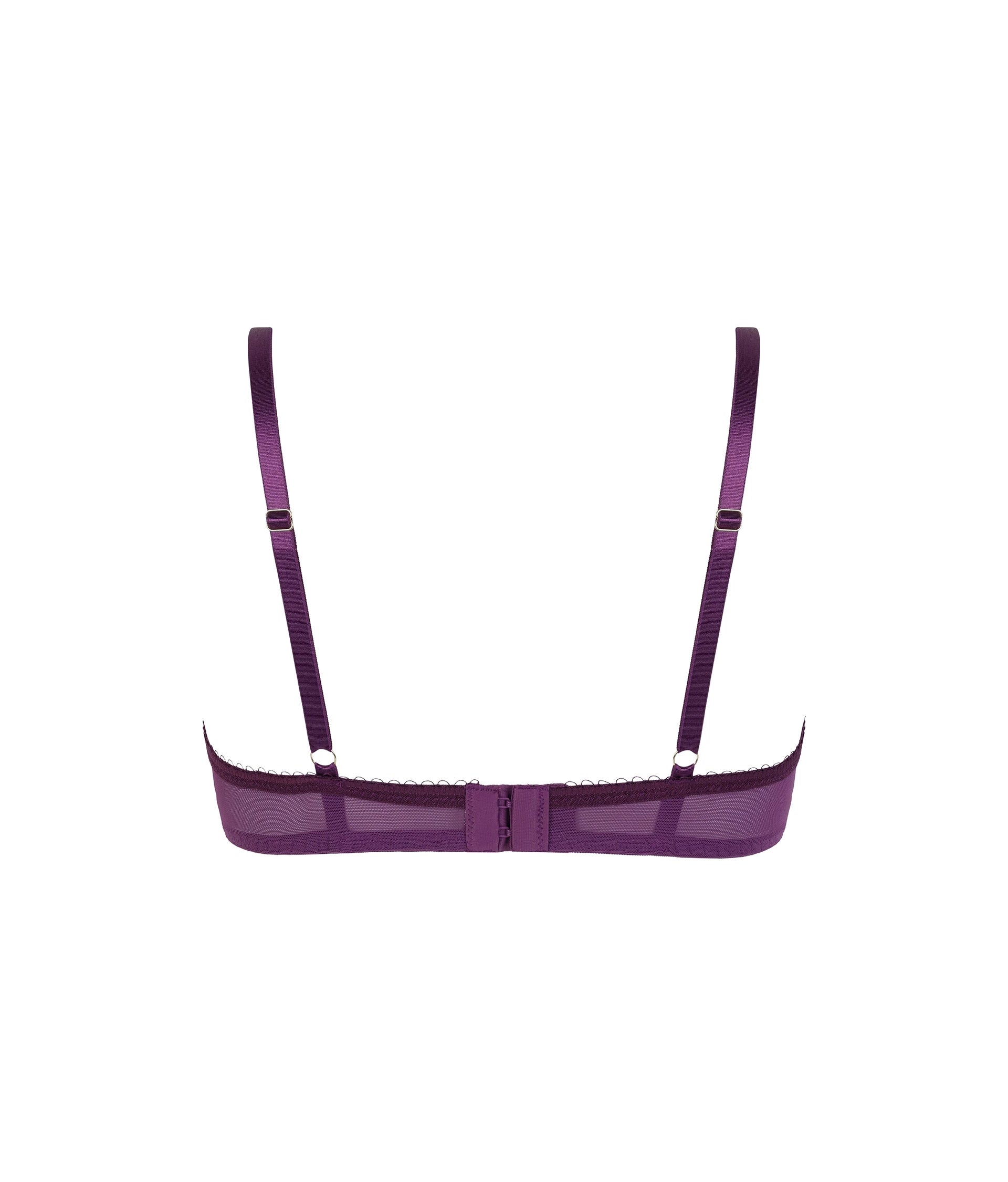 Back view of a purple non-padded bra for women with adjustable straps and a comfortable fit