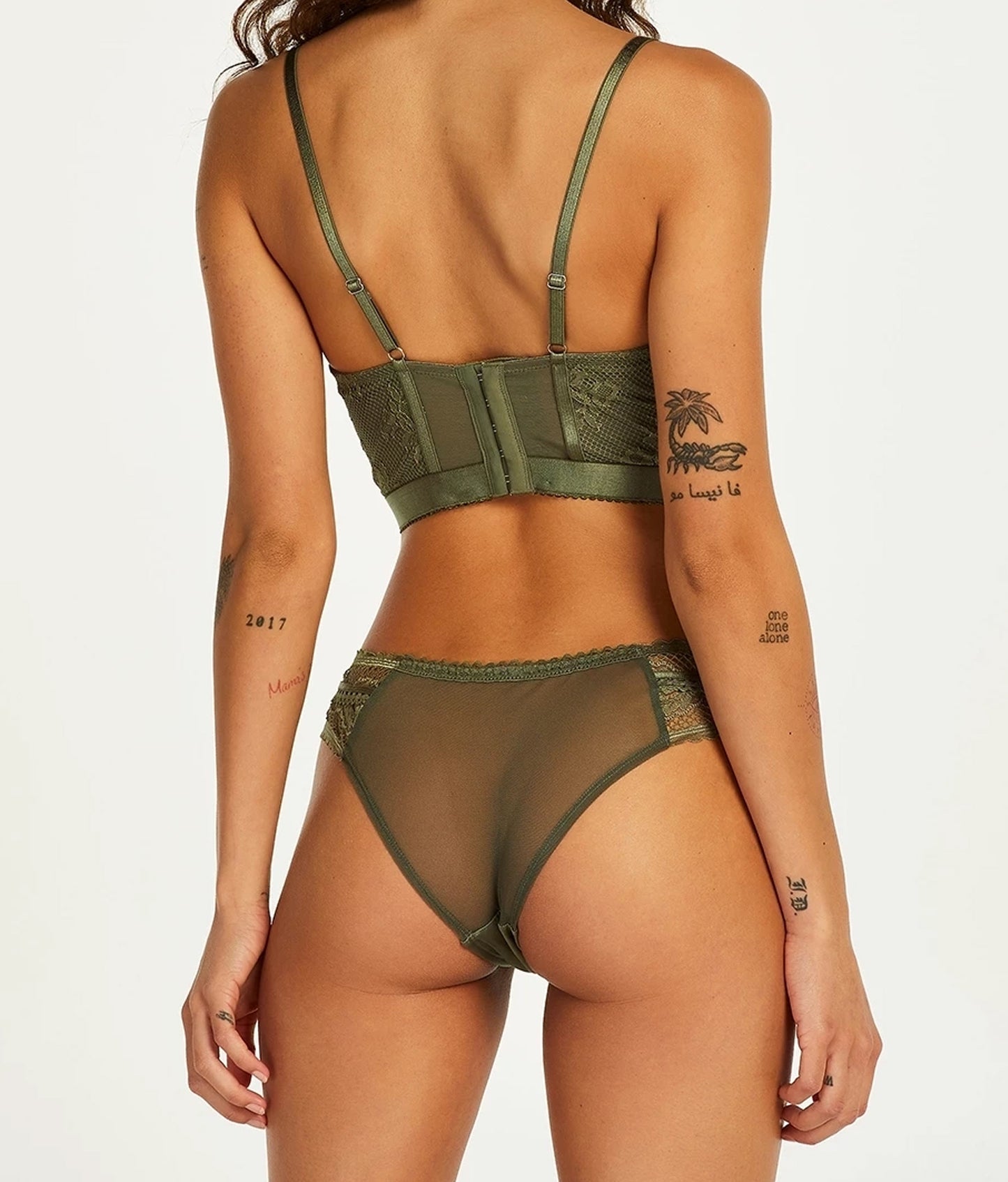 Padded Longline Underwired Bra- Green