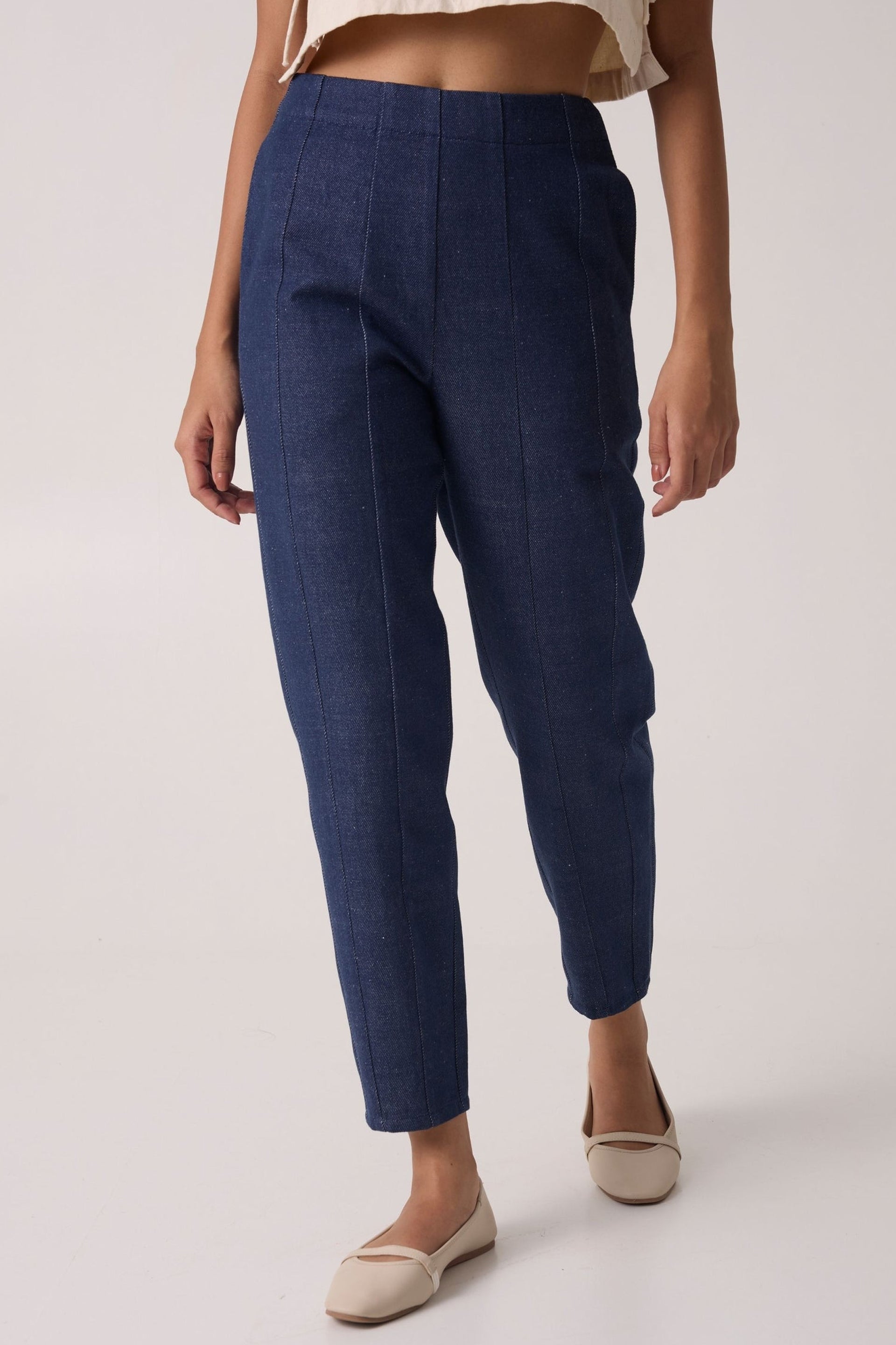 Stylish panelled denim pants online with a tailored fit for a modern look