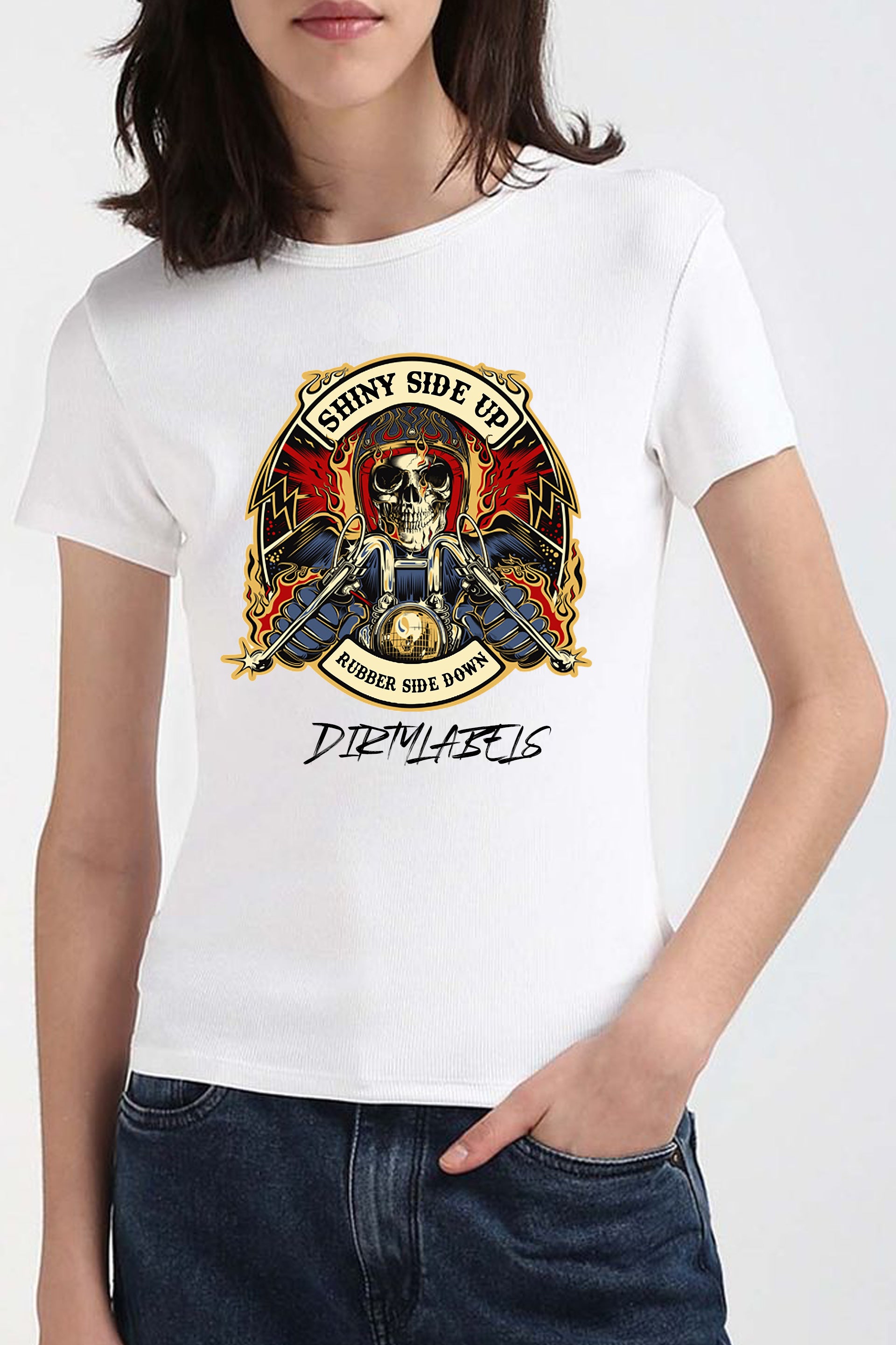 Premium graphic tee online featuring a vibrant skull design with a retro vibe by Dirtylabels