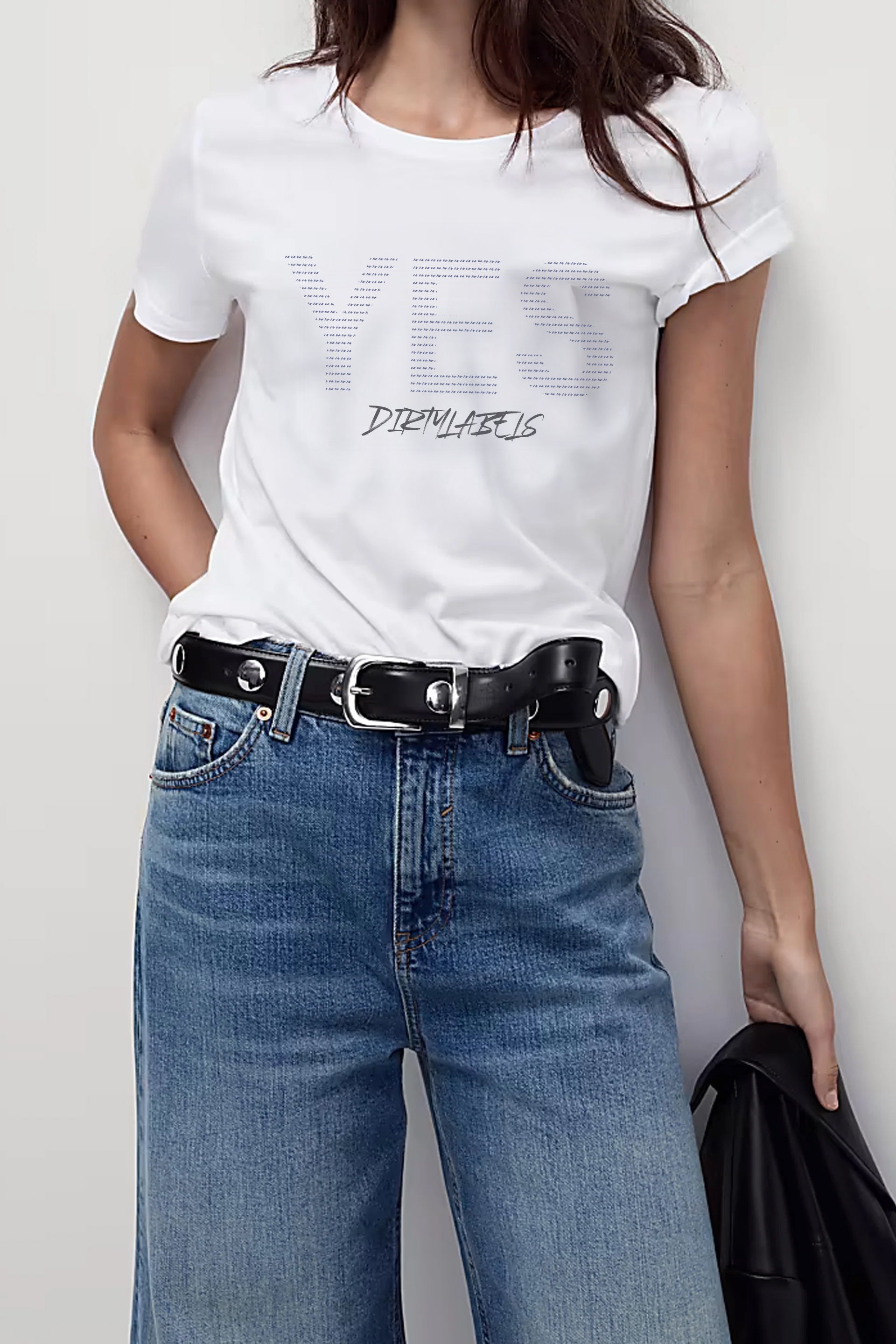 Dirtylabels Premium Tee for Women in White with a Graphic YES Print on the Front