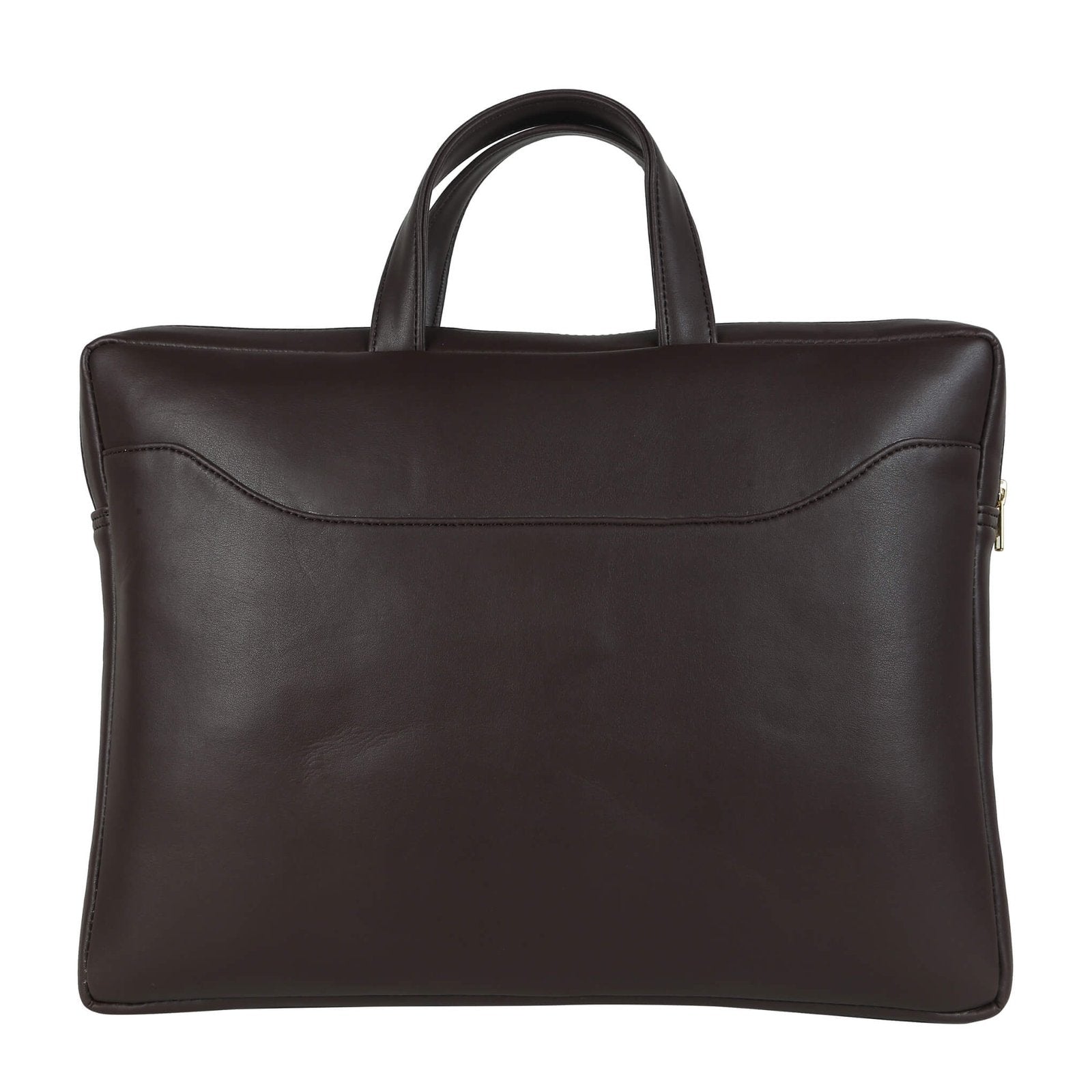 Quirky laptop sleeve India in sleek brown leather with top handles for stylish carrying