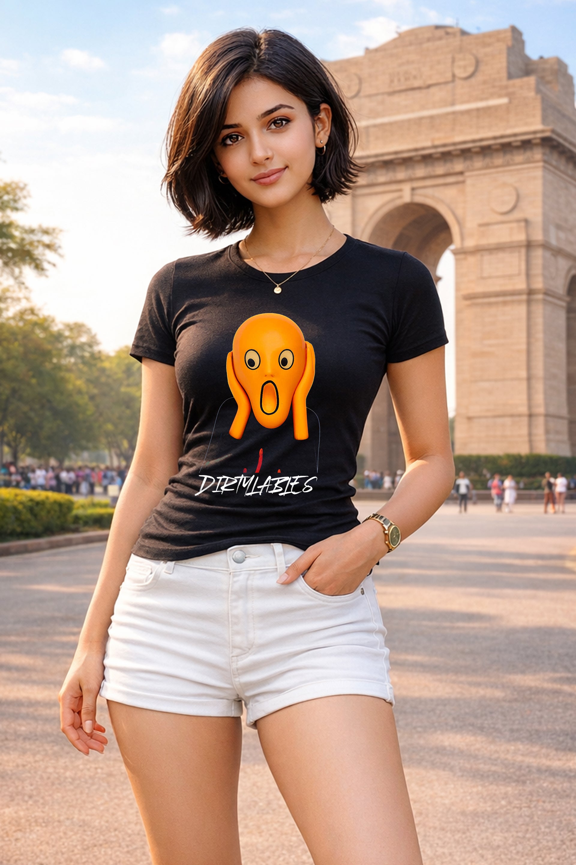 Black Scream Face Print Tee from DirtyLabels featuring vibrant graphic and comfortable fit