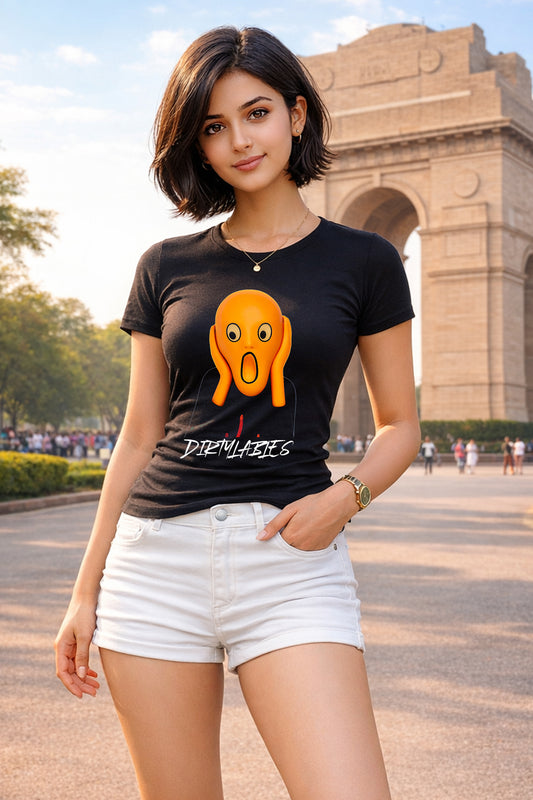 Black Scream Face Print Tee from DirtyLabels featuring vibrant graphic and comfortable fit