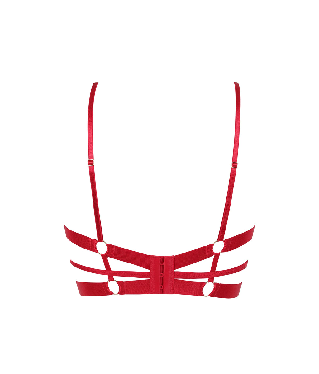 Red strappy lingerie bra from Dirtylabels for sexy lingerie online shopping