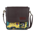 Fatfatiya Shekhawati taxi crossbody bag with vibrant design featuring a retro taxi print