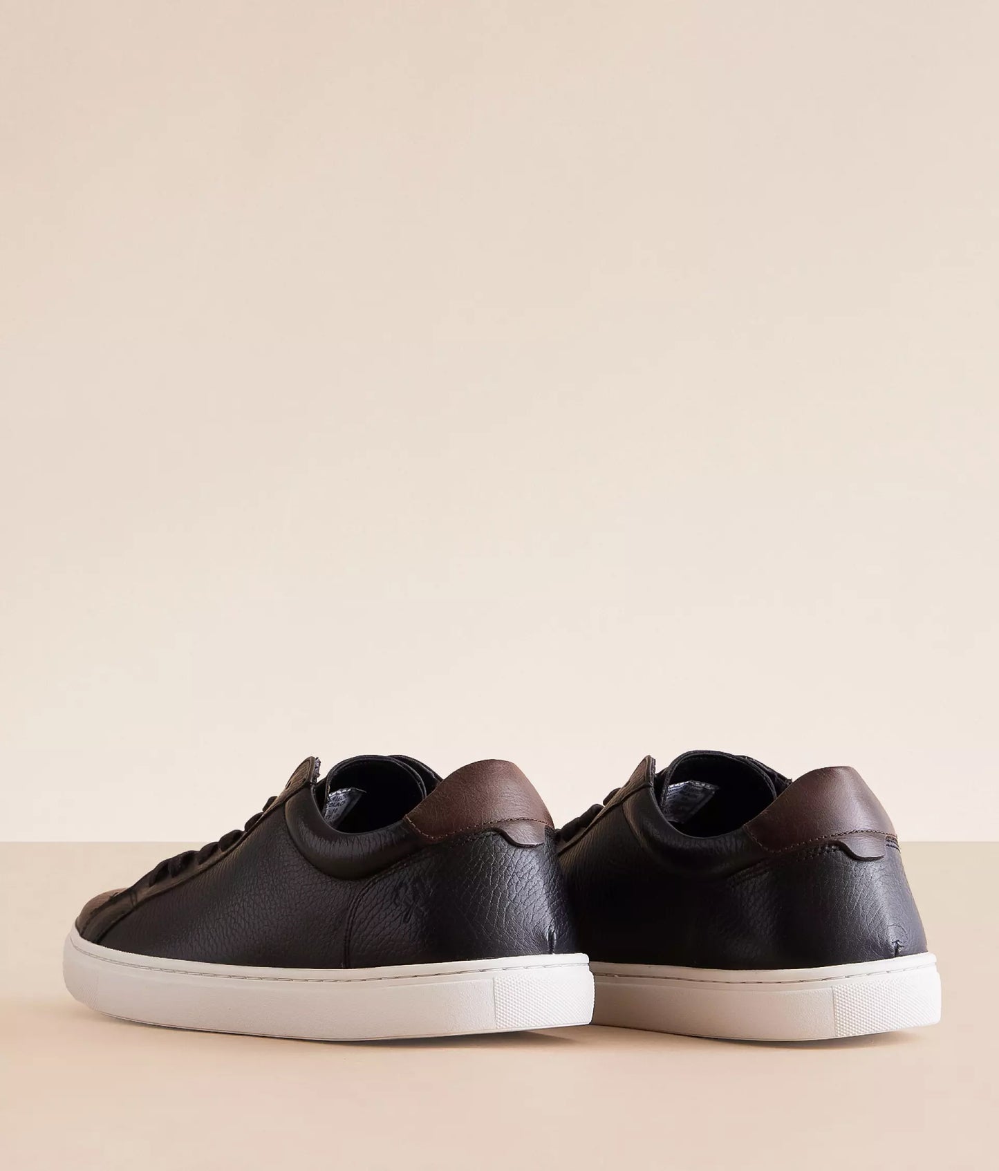 Dirtylabels Black Leather Sneakers with Brown Accents and Classic Low-Top Design