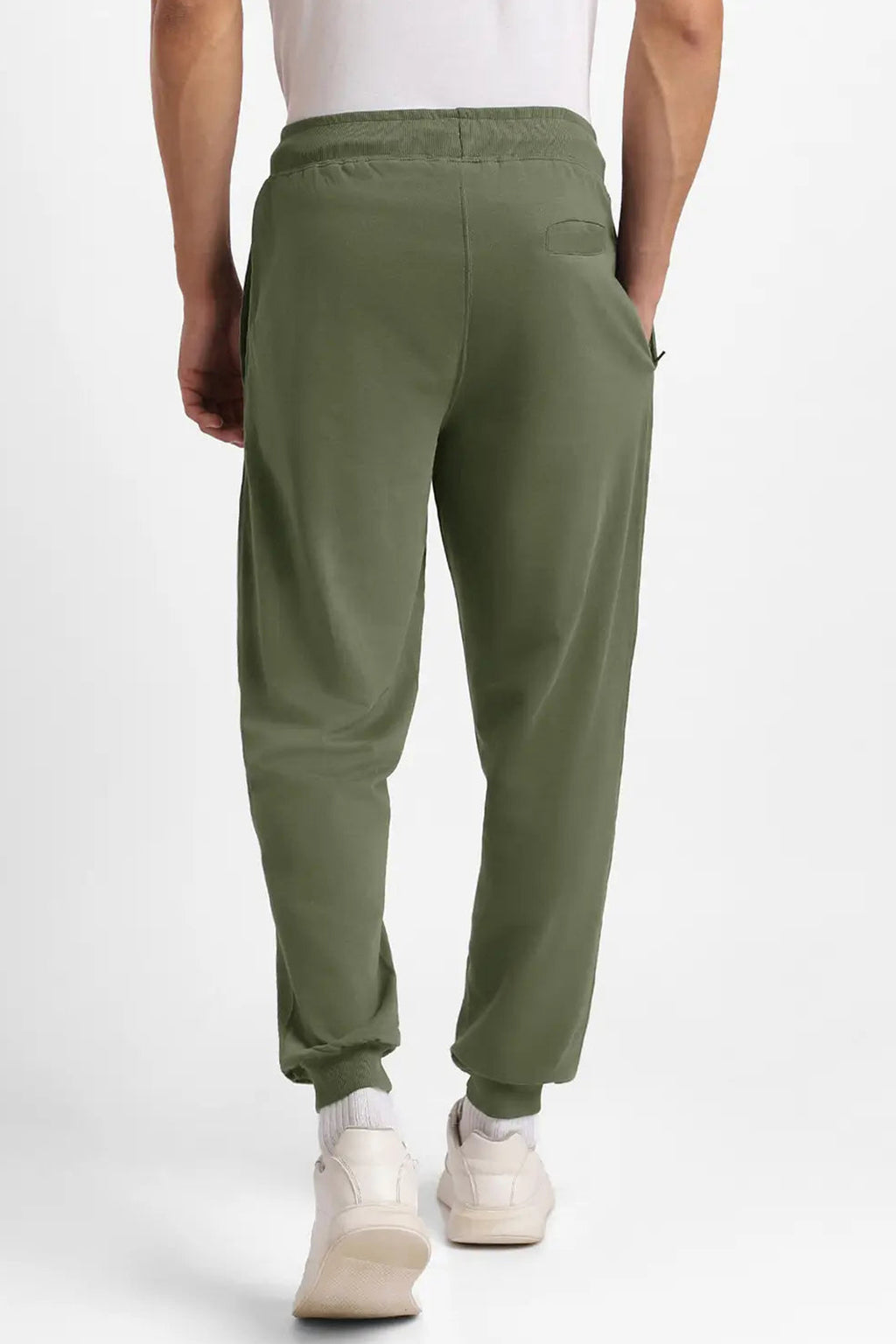 Men's olive green stylish joggers for men with comfortable fit and practical pockets