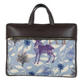 Fatfatiya stylish laptop bag for women with floral and animal prints in blue and brown colors