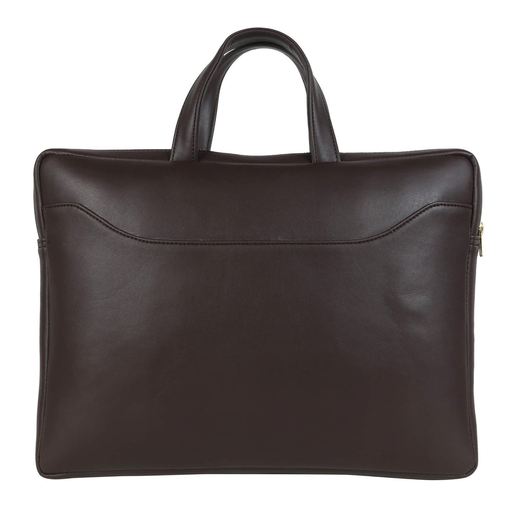 Fatfatiya stylish laptop bag for women in brown leather with sturdy handles and sleek design