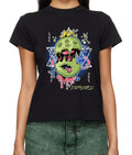 Dirtylabels women's black t-shirt with graphic design for summer style women's clothing