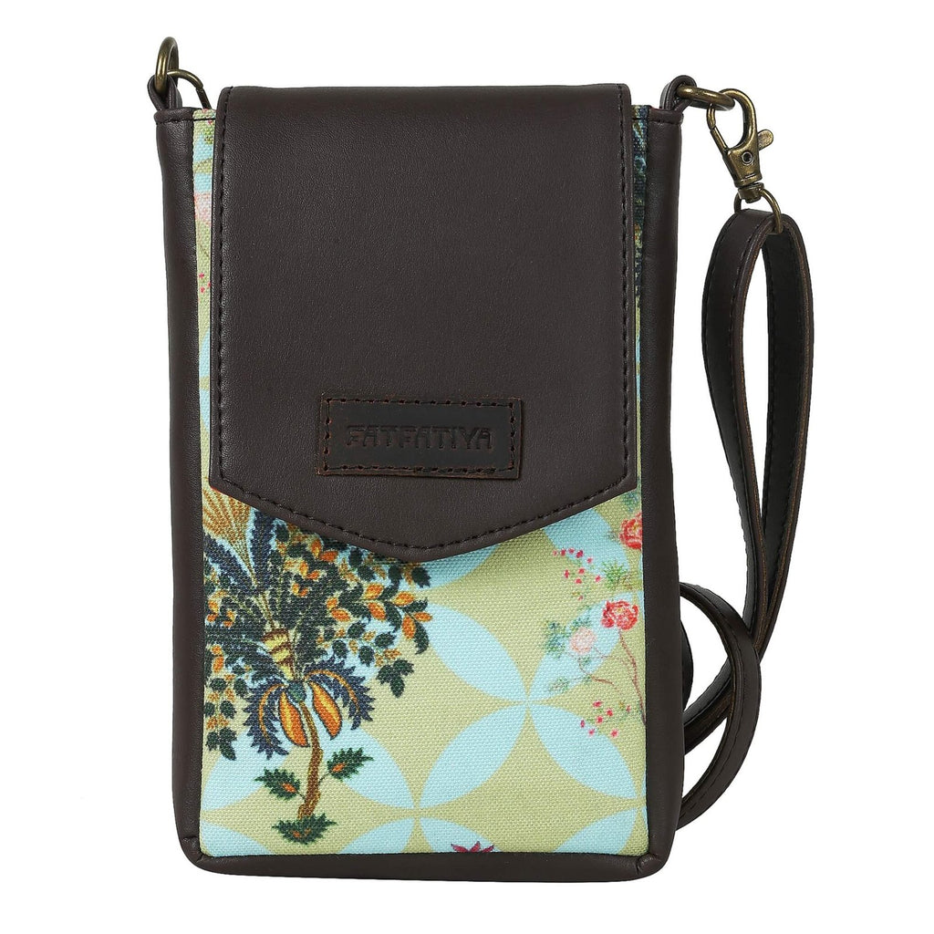Fatfatiya stylish mobile phone sling India with floral pattern and adjustable strap