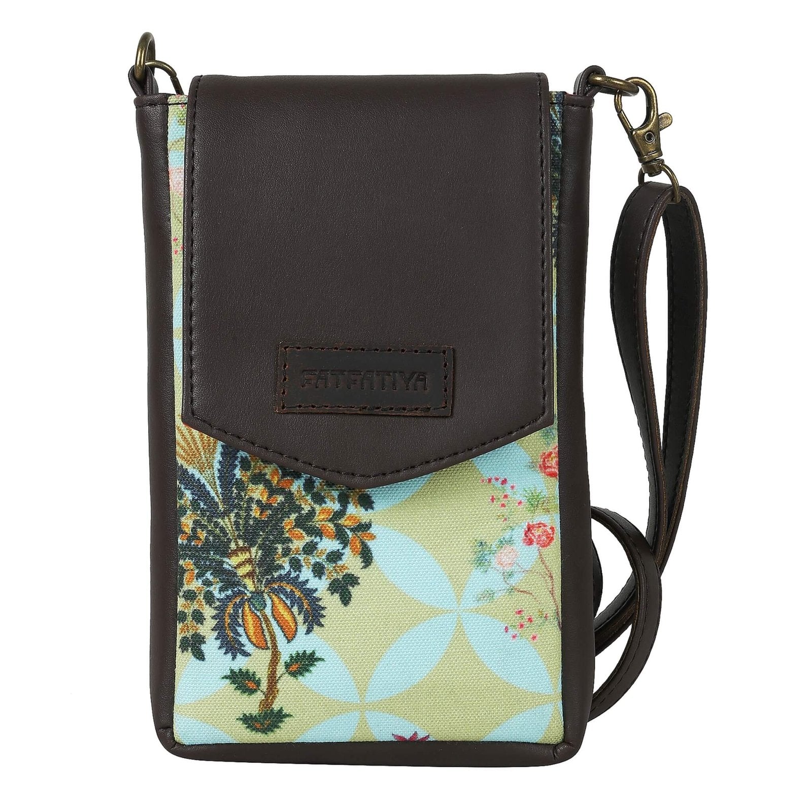 Fatfatiya stylish mobile phone sling India with floral pattern and adjustable strap