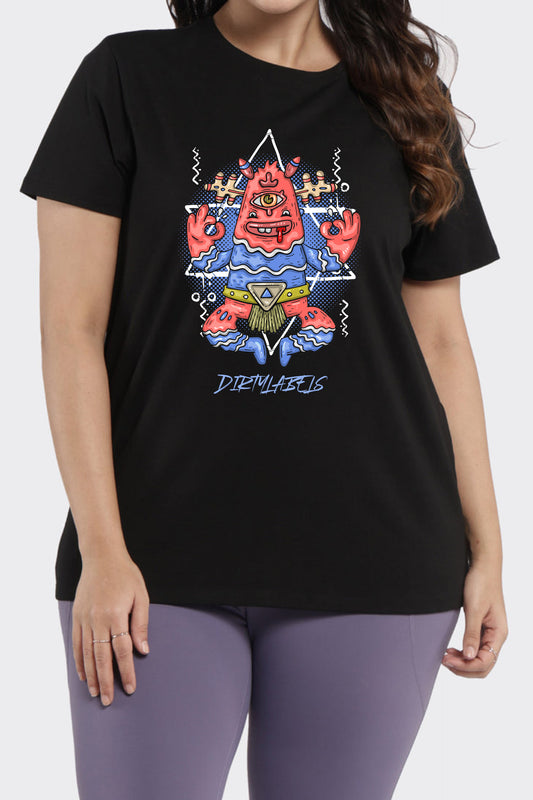 Trendy casual t-shirt India featuring a vibrant graphic design with a playful character
