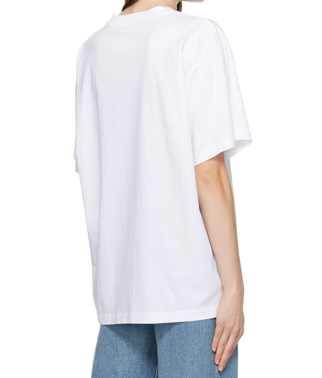 Back view of a white unique graphic tee online from Dirtylabels, perfect for casual wear.