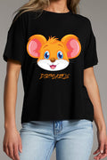 Unique graphic tees India featuring a cute cartoon mouse design on a black t-shirt