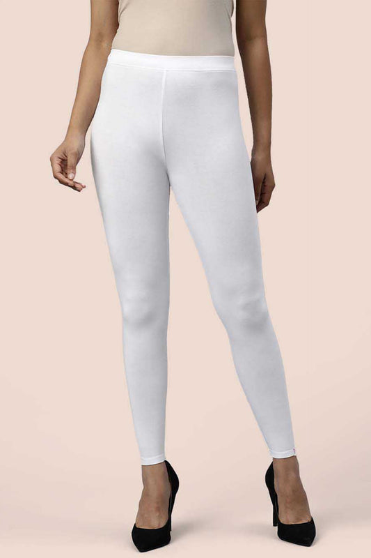 Stylish white cotton ankle leggings for comfort and versatility in any outfit