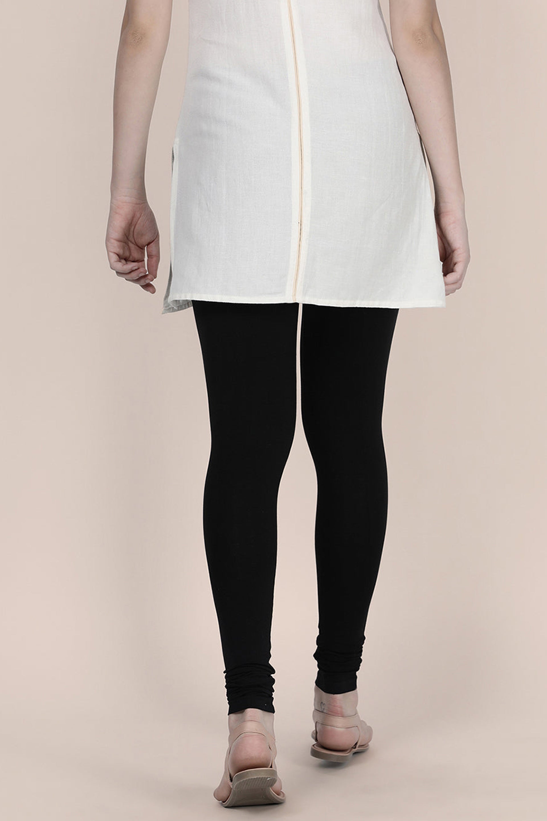 Stylish women's cotton leggings India in black, perfect for casual wear and pair well with tunics