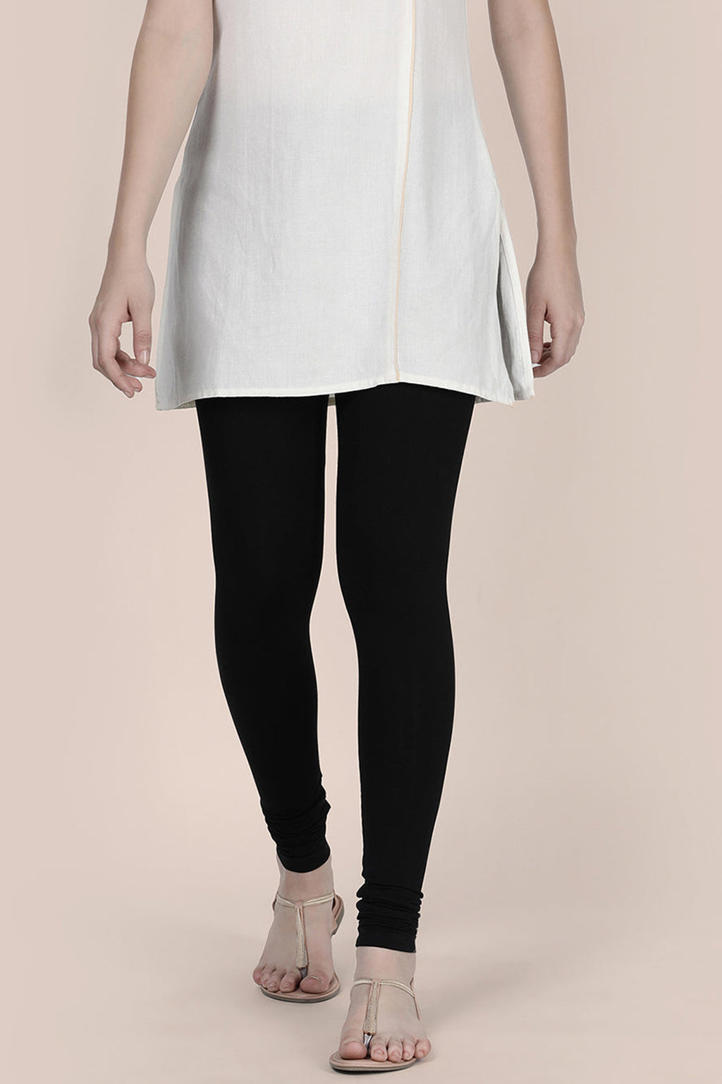 Black women's cotton leggings India for comfortable everyday wear with a stylish look