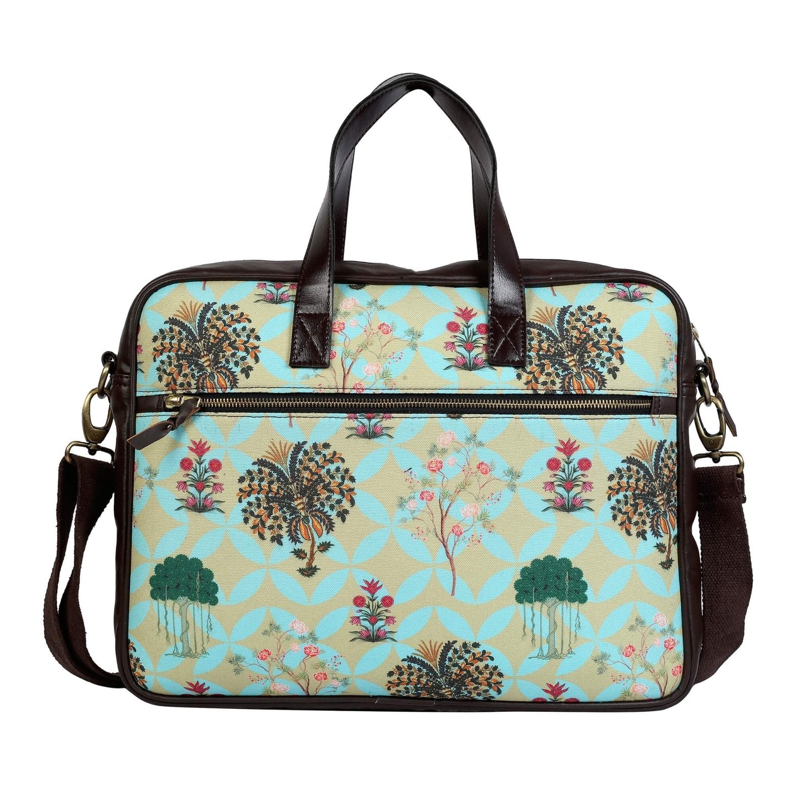 Fatfatiya women's garden design laptop bag with floral pattern and adjustable shoulder strap