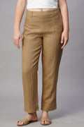 Women's khaki linen pants with a relaxed fit and a comfortable waist for summer style