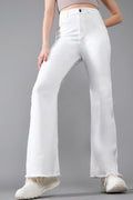 Dirtylabels women's white bootcut jeans with a flattering fit and versatile style