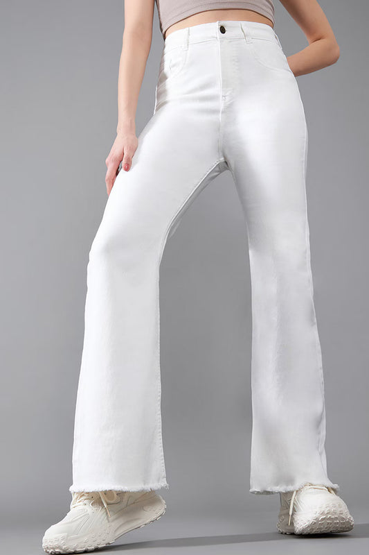 Dirtylabels women's white bootcut jeans with a flattering fit and versatile style