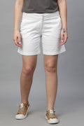Women's white cotton shorts with a relaxed fit, perfect for casual summer outings